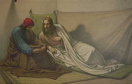 基督和尼哥底母`Christ and Nicodemus (1863) by Edward Von Steinle