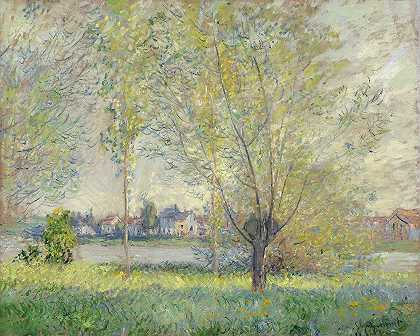 柳树`The Willows (1880) by Claude Monet