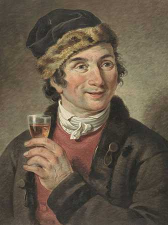 阿德里安·德·莉莉的肖像，戴着帽子`Portret van Adriaan de Lelie, met muts op (1765 ~ 1820) by Adriaan de Lelie