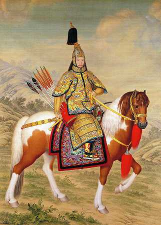 穿着马甲的乾隆皇帝`The Qianlong Emperor in Ceremonial Armor on Horseback by Giuseppe Castiglione