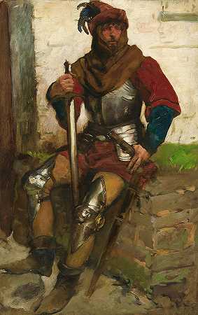 骑士形象研究`Figure Study of a Knight by Edwin Austin Abbey