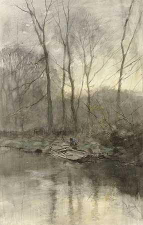 水边的森林`Bosrand aan het water (1848 ~ 1888) by Anton Mauve