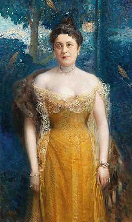 路易丝·多布纳·冯·多布诺肖像`Portrait of Louise Dobner von Dobenau by Eduard Veith