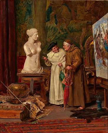 在演播室里`In the Studio (before 1887) by Arnoldo Tamburini