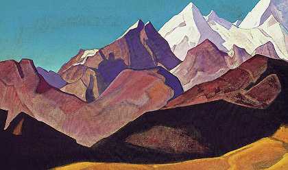 喜马拉雅山，1932年`The Himalayas, 1932 by Nicholas Roerich