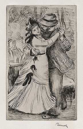 乡村舞，1890年`The Country Dance, 1890 by Pierre-Auguste Renoir