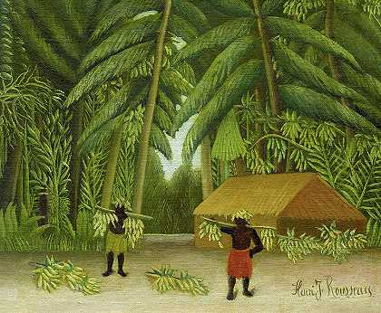 香蕉收获，1907-1910年`Banana Harvest, 1907-1910 by Henri Rousseau