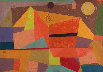 欢乐山景，1929年`Joyful Mountain Landscape, 1929 by Paul Klee