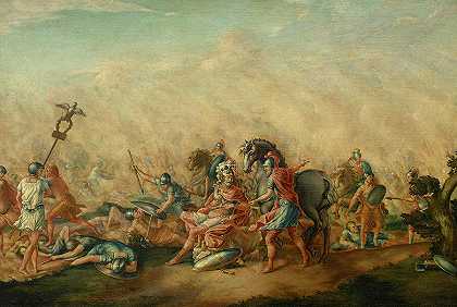 保卢斯·埃米利厄斯在卡纳战役中的死亡`The Death of Paulus Aemilius at the Battle of Cannae by John Trumbull