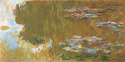 荷花塘，约1917-1919年`The Water Lily Pond, c. 1917 19 by Claude Monet