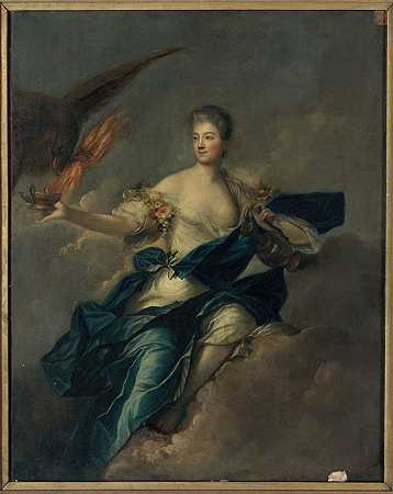 德梅利夫人的肖像画（1710-1751），赫贝。`Portrait présumé de Mme de Mailly (1710~1751), en Hébé. (1730 ~ 1740) by Jean-Marc Nattier