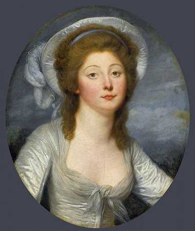 一位名叫蒙特雷登小姐的年轻女子的画像`Portrait Of A Young Woman, Called Mademoiselle Montredon by Jean-Baptiste Greuze