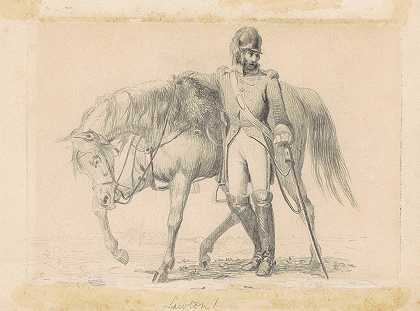 龙骑兵带着他的充电器`Dragoon with His Charger (c. 1830~1840) by William Tylee Ranney