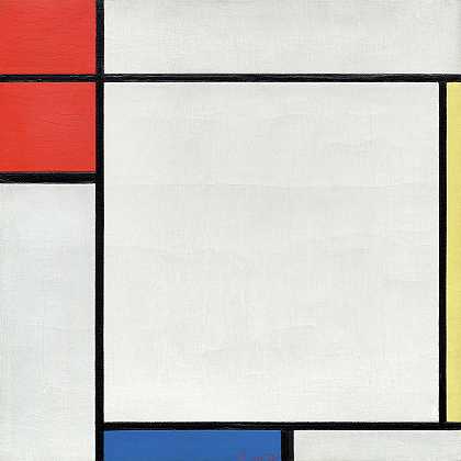 1927年红、黄、蓝三色构图`Composition with Red, Yellow, and Blue, 1927 by Piet Mondrian