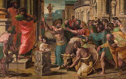 利斯特拉祭品，1515-1516年`The Sacrifice at Lystra, 1515-1516 by Raphael