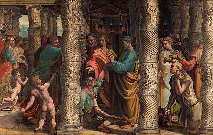 《瘸子的治愈》，1515-1516年`The Healing of the Lame Man, 1515-1516 by Raphael