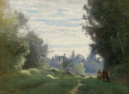 晨光（牛去田里）`Rayons Du Matin (La Vache Allant Aux Champs) by Jean-Baptiste-Camille Corot