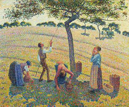 苹果收获，1888年`Apple Harvest, 1888 by Camille Pissarro