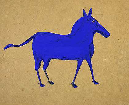 蓝色骡子`Blue Mule by Bill Traylor
