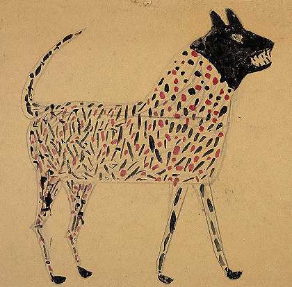 斑点狗`Spotted Dog by Bill Traylor