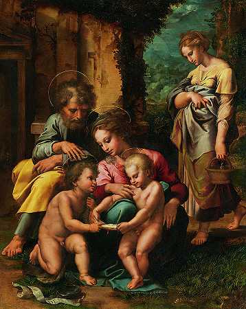 《神圣家庭》，1520-1523年`The Holy Family, 1520-1523 by Giulio Romano