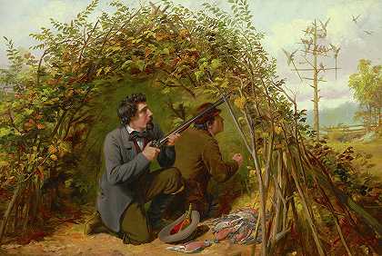 伏击射击，1861年`Shooting From Ambush, 1861 by Arthur Fitzwilliam Tait