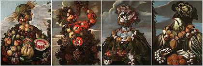 《四季》1580-1600`The Four Seasons, 1580-1600 by Giuseppe Arcimboldo