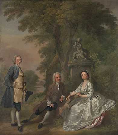 乔纳森·泰尔斯、他的女儿伊丽莎白和她的丈夫约翰·伍德`Jonathan Tyers, with His Daughter Elizabeth, and Her Husband John Wood (between 1750 and 1752) by Francis Hayman