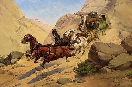 攻击公共马车`Attack on the Stagecoach by Herman Wendelborg Hansen