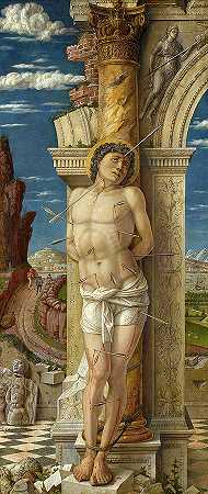 圣塞巴斯蒂安，1457-1459年`Saint Sebastian, 1457-1459 by Andrea Mantegna