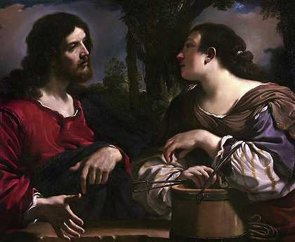 基督与撒马利亚女人，1619-1620年`Christ and the Woman of Samaria, 1619-1620 by Guercino