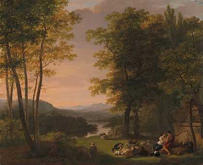 田园风光`Arcadian Landscape (1813) by Jan Willem Pieneman