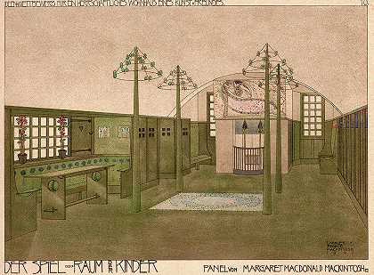 托儿所，室内艺术硕士`Nursery, Master of interior art by Charles Rennie Mackintosh