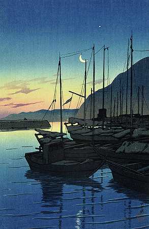 1928年在贝普的早晨`Ochtend in Beppu, 1928 by Kawase Hasui
