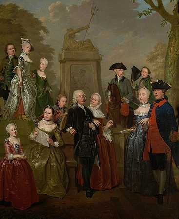 西奥多·比斯多姆·范维利特及其家人的肖像`Portrait of Theodorus Bisdom van Vliet and his Family (1757) by Jan Stolker