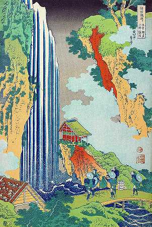 基辅道大野瀑布`The Waterfall at Ono on the Kisokaido Road by Katsushika Hokusai