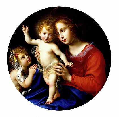 卡洛·多尔奇的圣约翰圣母与孩子`Virgin and Child with the Infant Saint John the Baptist by Carlo Dolci by Carlo Dolci