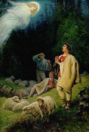 牧羊人的幻影`Apparition to the Shepherds by Adolf Liebscher