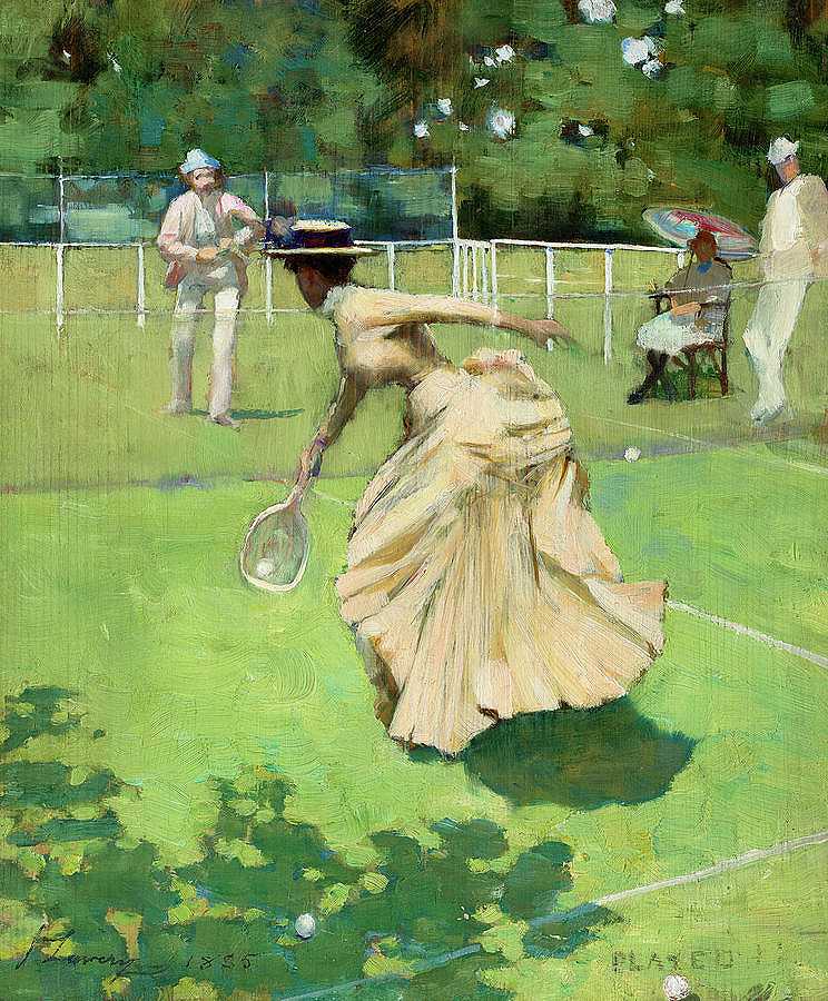 打网球比赛`Played, Tennis Match by Sir John Lavery