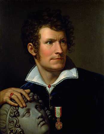 桑瓦尔森画像`Portrait Of Thorvaldsen (1810) by Rudolph Suhrlandt