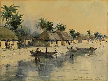 尤卡坦科祖梅尔岛印第安村`Indian Village, Cozumel Island, Yucatan by William Henry Holmes
