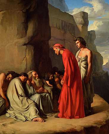 但丁和维吉尔下地狱`Dante and Virgil to Hell by Hippolyte Flandrin