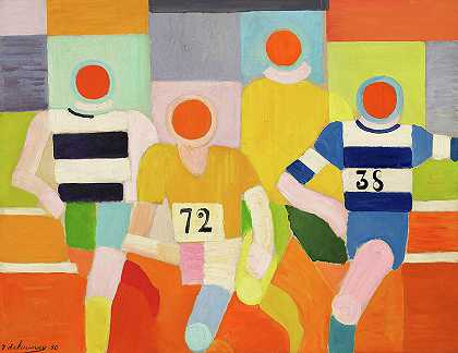 跑步者，1930年`The Runners, 1930 by Robert Delaunay