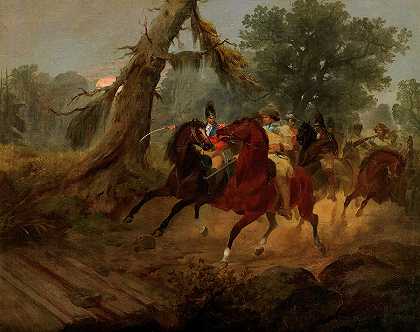 马里恩将军手下的骑行，1850年`The Ride of General Marion\’s Men, 1850 by Alonzo Chappel