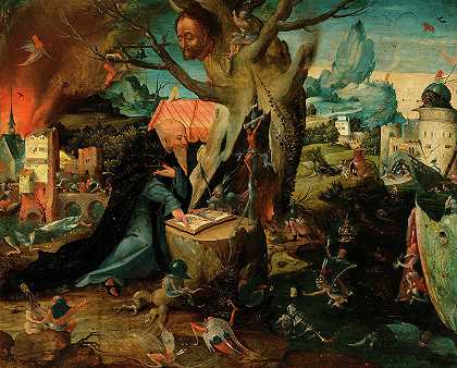 《圣安东尼的诱惑》，1450-1516年`Temptation of Saint Anthony, 1450-1516 by Hieronymus Bosch