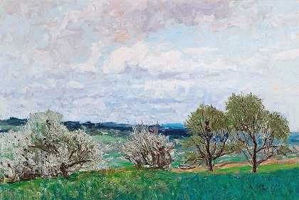 德国的开花树木`Blossoming Trees In Deutschlandsberg by Alfred Zoff