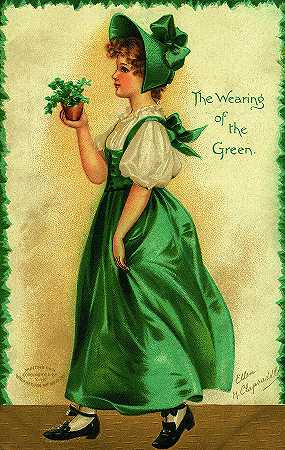 穿绿色衣服，圣帕特里克节`The Wearing of the Green, Saint Patrick\’s Day by Ellen Clapsaddle