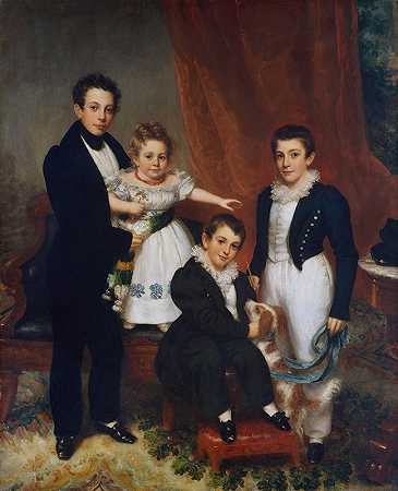 克纳普的孩子们`The Knapp Children (ca. 1833–34) by Samuel Lovett Waldo