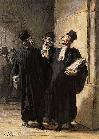 三名律师在交谈`Three Lawyers Conversing by Honore Daumier