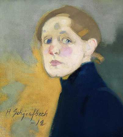 自画像，1912年`Self-Portrait, 1912 by Helene Schjerfbeck